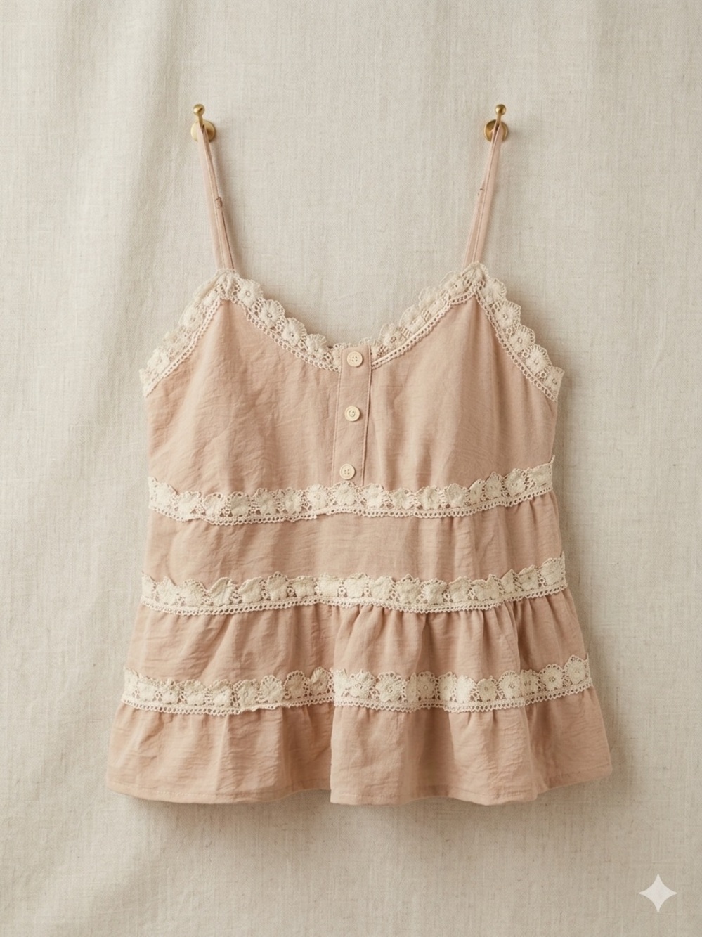 ROMWE light beige Lace-Trim Camisole